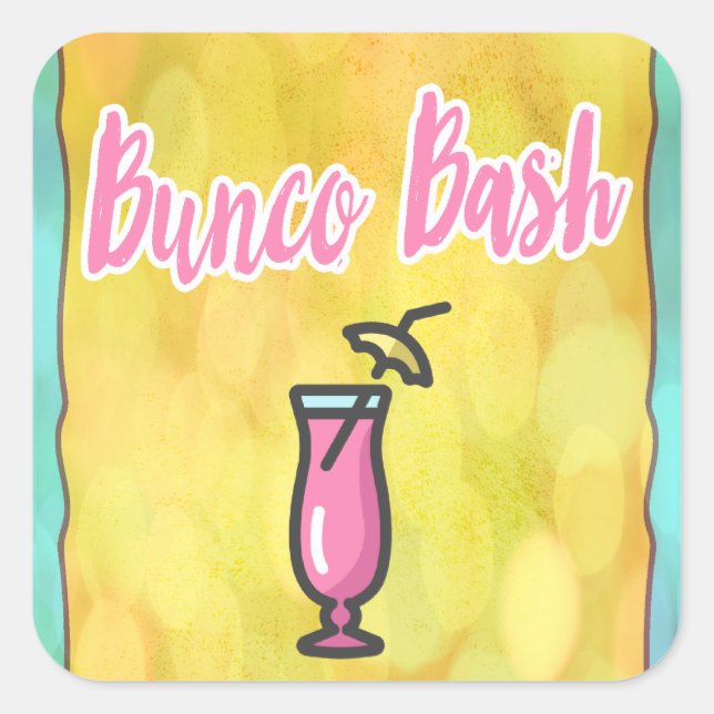 Bunco Bash Pink Drink Square Sticker (Front)