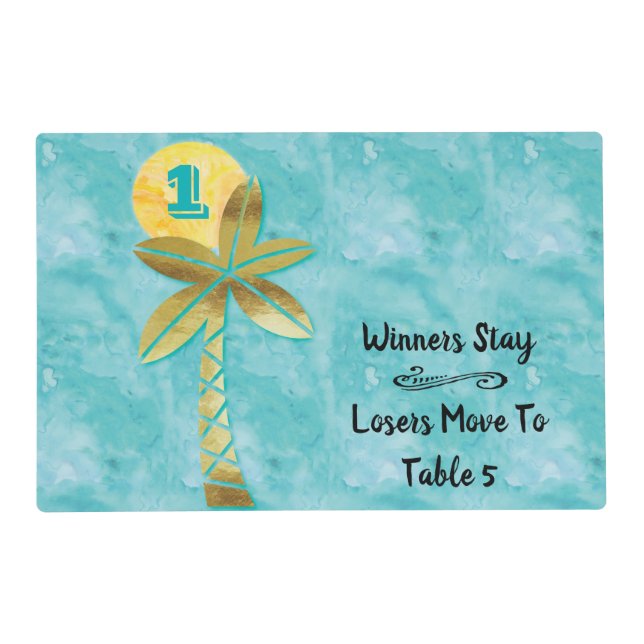 Bunco Beach Tropical Theme Watercolor Table One Placemat (Front)