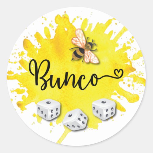 Bunco Bee Dice Classic Round Sticker