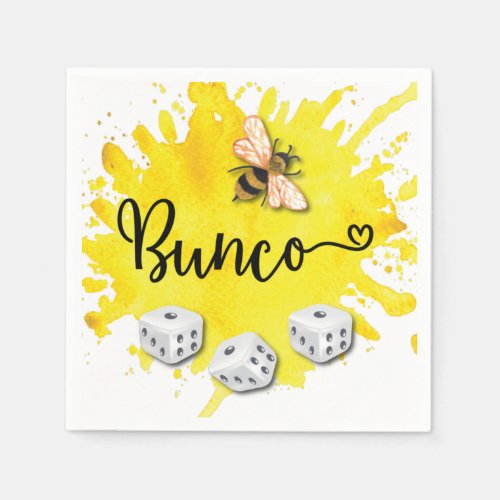 Bunco Bee Dice Party Napkins