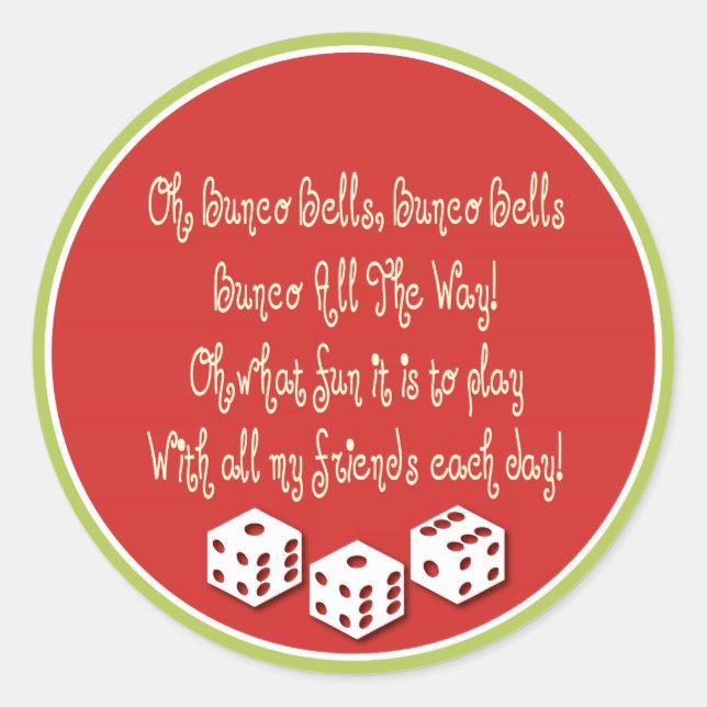 bunco bells, bunco bells classic round sticker (Front)