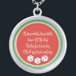 bunco bells necklace<br><div class="desc">This retro colored graphic design can be sung to the tune of "Jingle Bells" Make a great gift or prize for the bunco player in your life.</div>