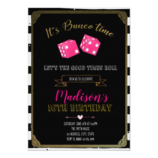 Bunco birthday party invitation