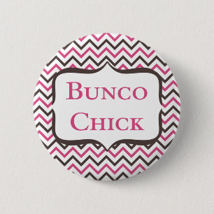 Bunco Chick With Chevron Design Button
