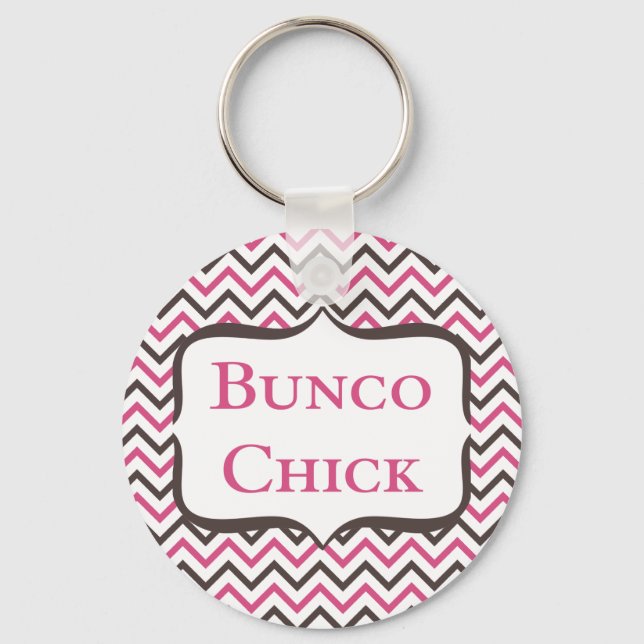 Bunco Chick With Chevron Design Keychain (Front)