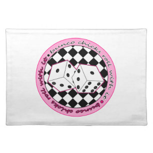 Bunco Chicks Roll With It - Pink Cloth Placemat