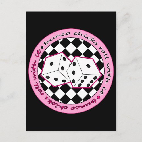 Bunco Chicks Roll With It _ Pink Postcard