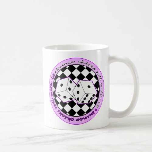 Bunco Chicks Roll With It _ Purple Coffee Mug