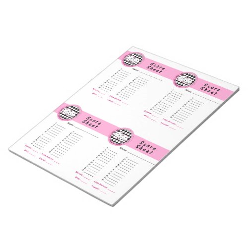 Bunco Chicks Roll with it Score Card Pink _ 160 Notepad