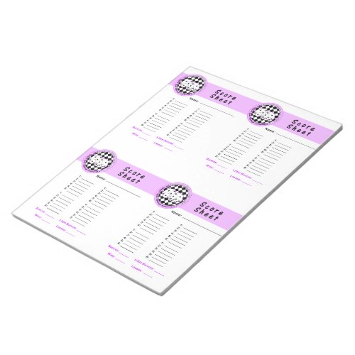 Bunco Chicks Roll with it Score Card Purple _ 160 Notepad