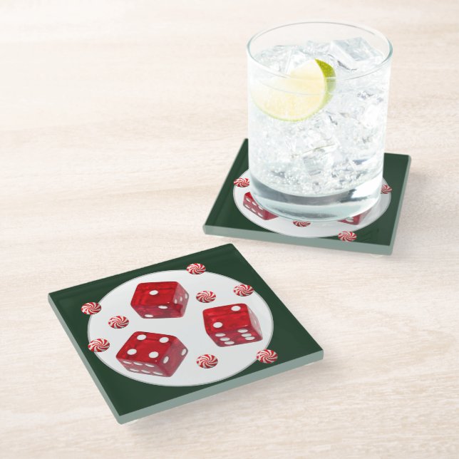 Bunco Christmas Ceramic Ornament Glass Coaster (Angled)