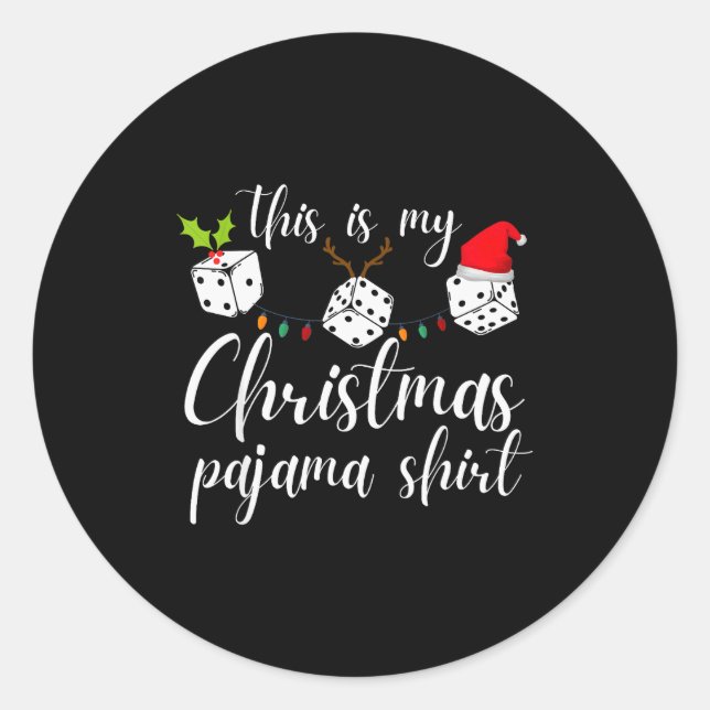 Bunco Christmas Pajama Dice Game Night  Classic Round Sticker (Front)