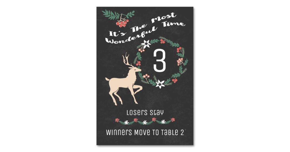 Bunco Christmas Reindeer - Table Three Table Number | Zazzle