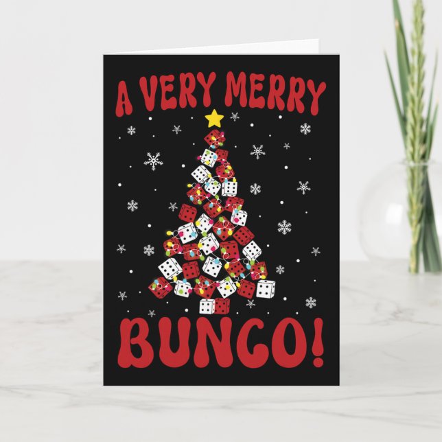 Bunco Christmas Very Merry Bunco Game Xmas For Wom Card (Front)