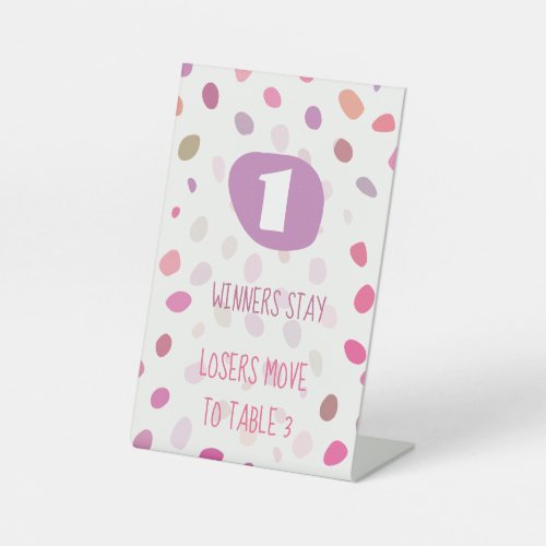 Bunco Cute Dots Abstract Game Table One Card Pedestal Sign