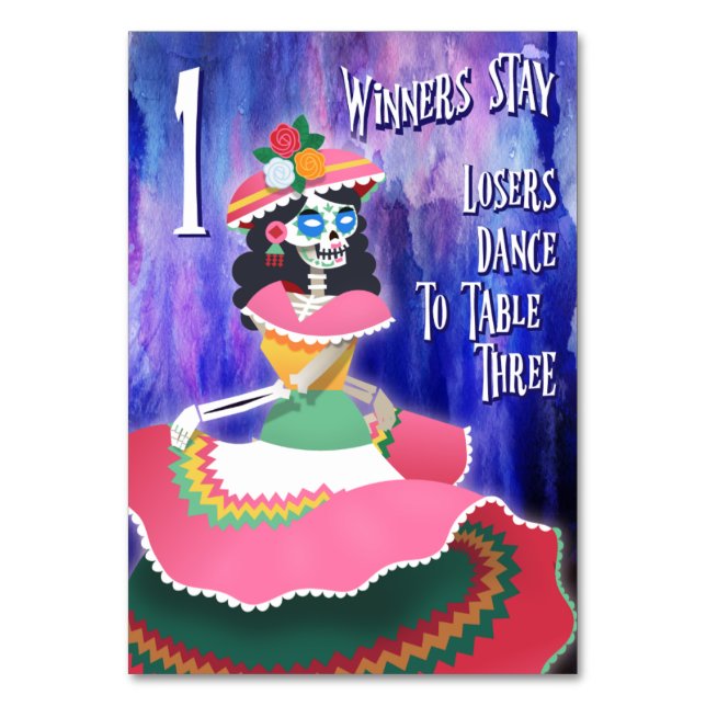 Bunco Day of The Dead October Halloween Table 1 Table Number (Front)