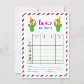 Bunco De Mayo May Cinco De Mayo Bunco Card by LaurEvansDesign at Zazzle