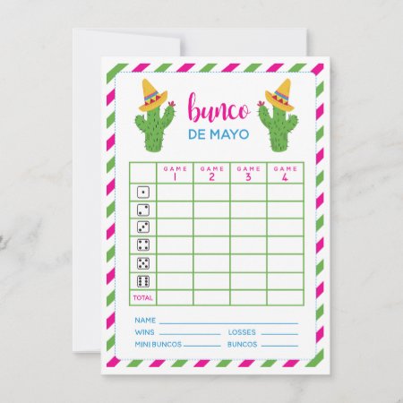 Bunco De Mayo May Cinco De Mayo Bunco Card