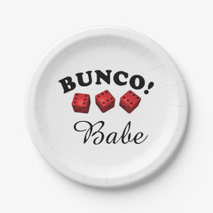 Bunco Dice and Babe Paper Plates