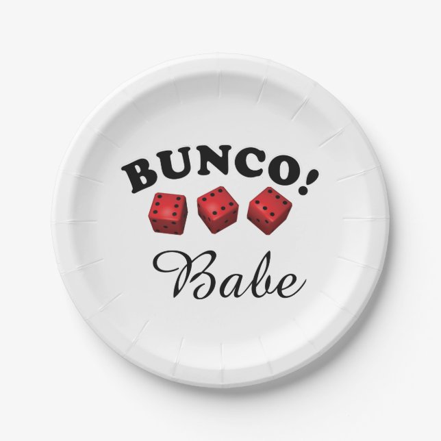Bunco Dice and Babe Paper Plates (Front)