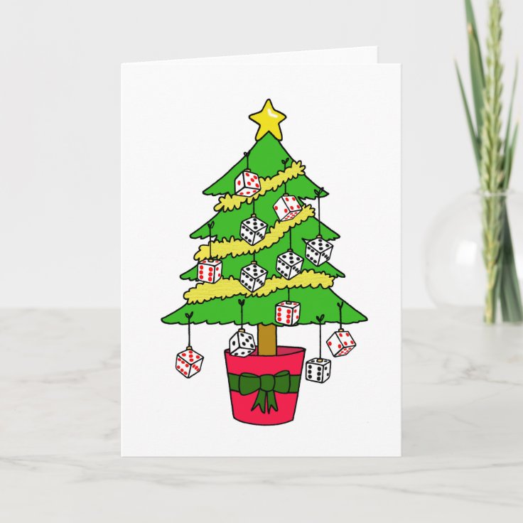 Bunco Dice Christmas Tree Holiday Card | Zazzle