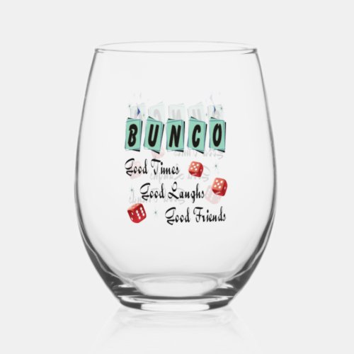 Bunco Dice Friend Stemless Wine Glass