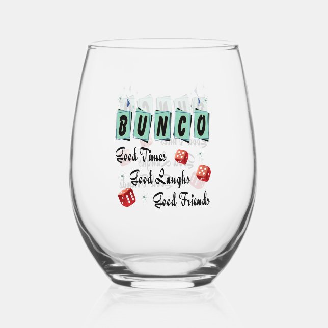 Bunco Dice Friend Stemless Wine Glass (Front)