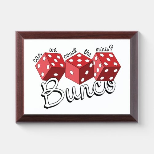Bunco Dice Game Award Plaque