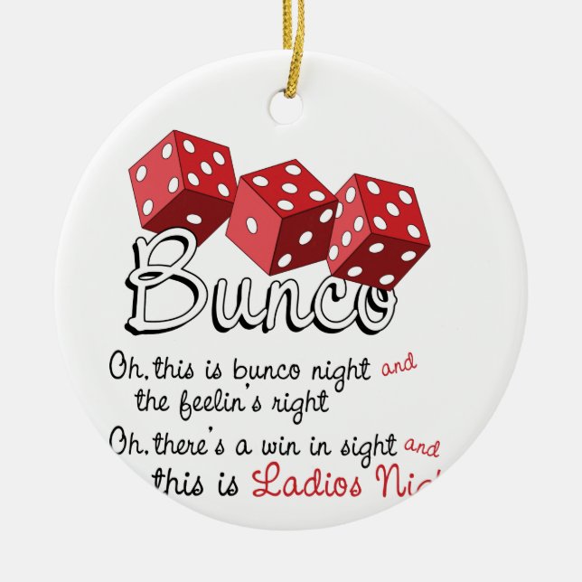 Bunco Dice Game Ceramic Ornament (Front)