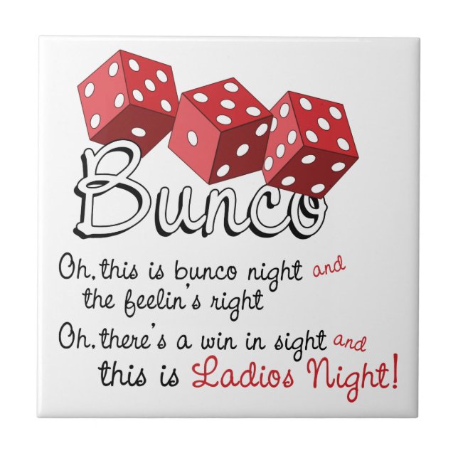 Bunco Dice Game Ceramic Tile (Front)