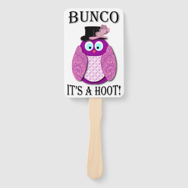 Bunco Dice Game Elegant Cute Owl Hand Fan (Front)