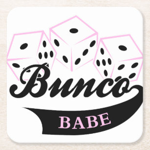 Bunco Dice Game Square Paper Coaster