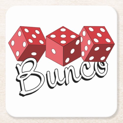 Bunco Dice Game Square Paper Coaster