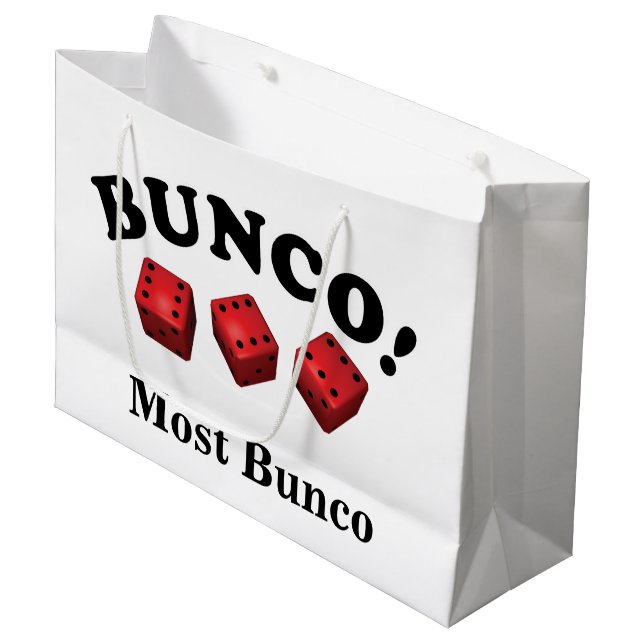 Bunco Dice Gift Most Bunco Large Gift Bag (Front Angled)