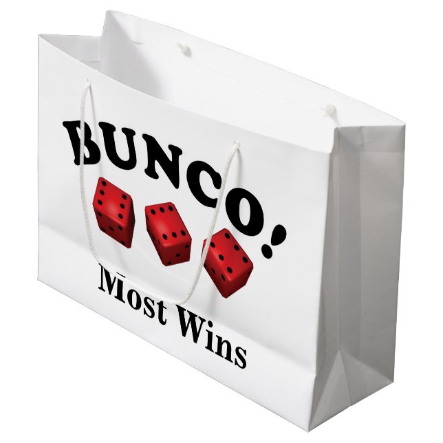 Bunco Dice Gift Most Wins Large Gift Bag (Front Angled)