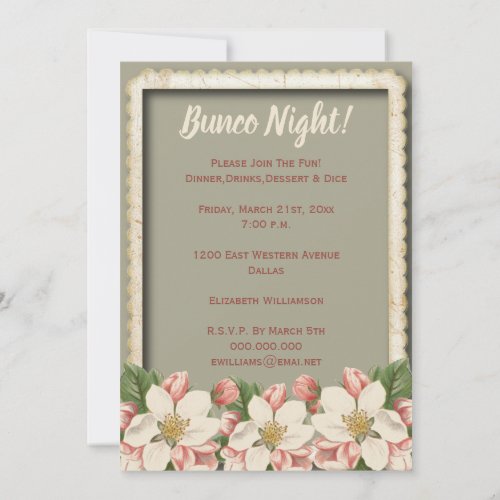 Bunco Dice _ Girls Night Out Party Vintage Invitation