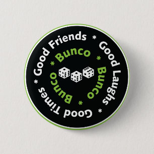 bunco dice good friends pinback button
