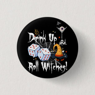 Bunco Dice Halloween Drink Up and Roll Witches Gam Button