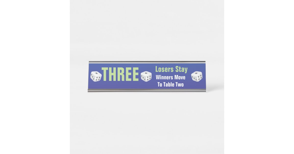 Bunco Dice Table Three Number Sign | Zazzle