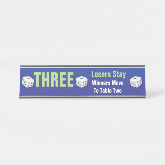 Bunco Dice Table Three Number Sign | Zazzle