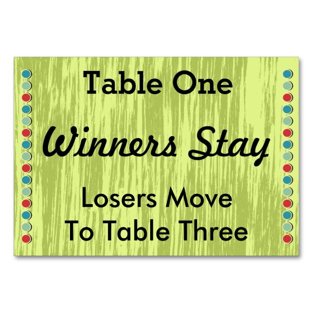 Bunco Dots Table Number Card #1 (Front)