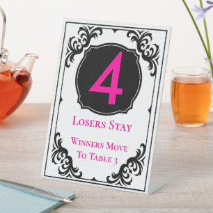 Bunco Elegant Pink Head Table Number Four Pedestal Sign