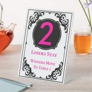 Bunco Elegant Pink Head Table Number Two Pedestal Sign