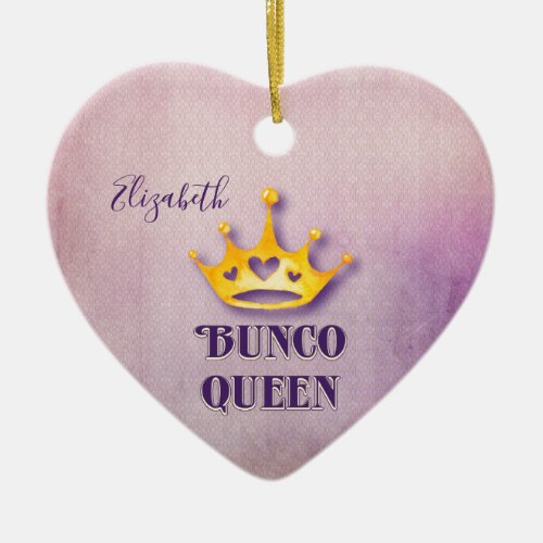 Bunco Elegant Queen Monogram Friend Crown Ceramic Ornament