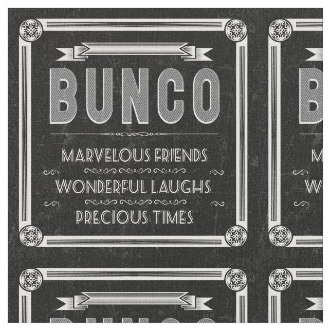 Bunco Fabric - Vintage Typography (Close Up)