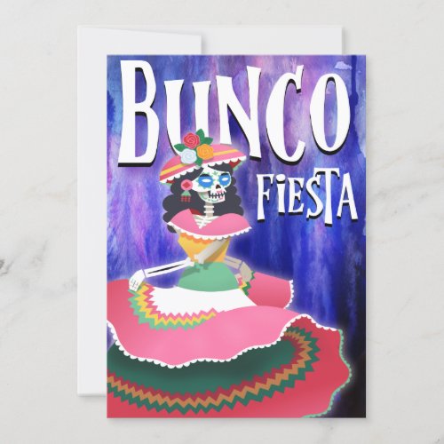 Bunco Fiesta Party Day of The Dead Skeleton Invitation