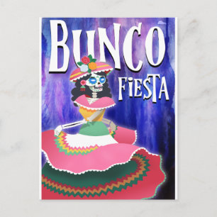 Bunco Fiesta Party Invitation Day of the Dead Postcard