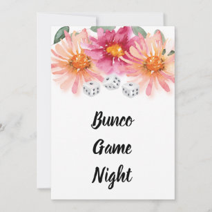 Bunco Floral Dice Game Party Invitation