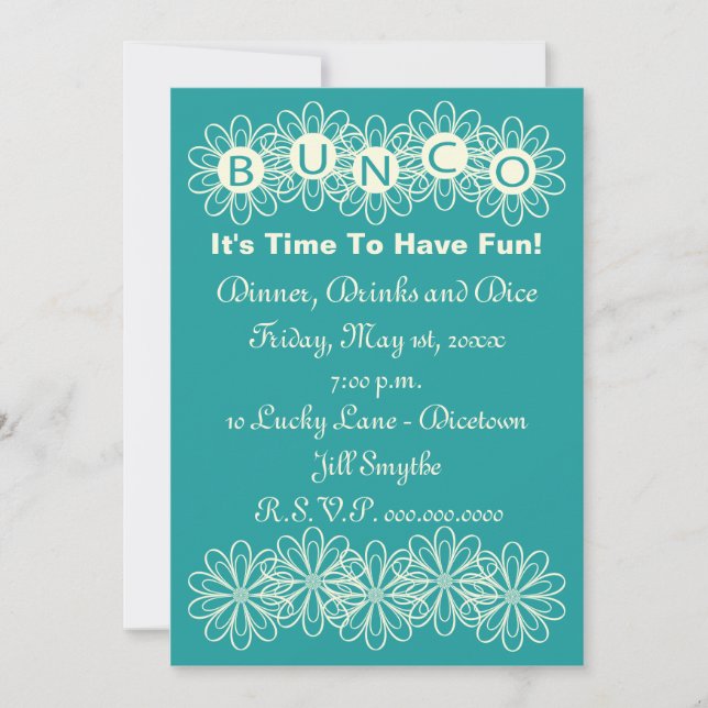 Bunco Flower Invitation (Front)