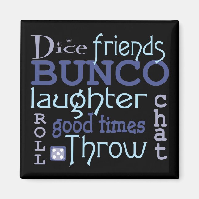 Bunco Friends Modern Game Night Dice Magnet (Front)